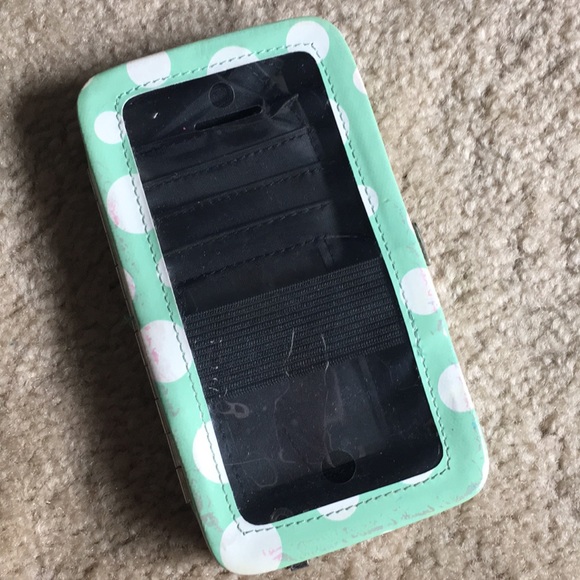 Mint polka dot cellphone wallet - Picture 2 of 7